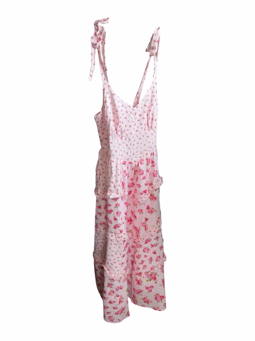 Pink Floral Tie-Shoulder Maxi Sundress